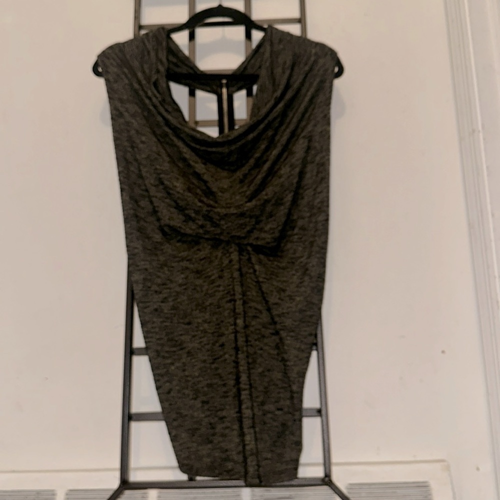 Charlotte Russe medium brown black open in the back with a zipper, flows layers